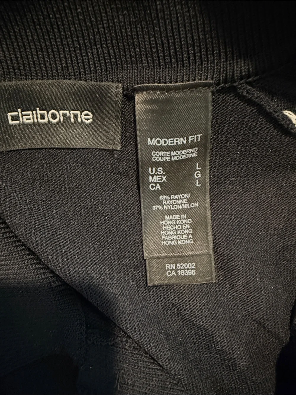 Claiborne Black Men's Polo with Contrast Stitching